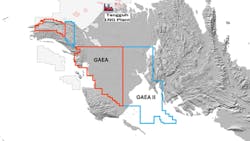 Map of Gaea and Gaea II exploration blocks Map of Gaea and Gaea II exploration blocks