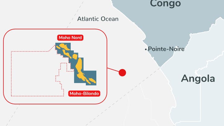 Map of TotalEnergies assets offshore Congo