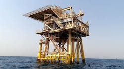 Aging offshore platform in the Marjan field of Saudi Aramco. Aging offshore platform in the Marjan field of Saudi Aramco.