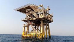 Aging offshore platform in the Marjan field of Saudi Aramco. Aging offshore platform in the Marjan field of Saudi Aramco.