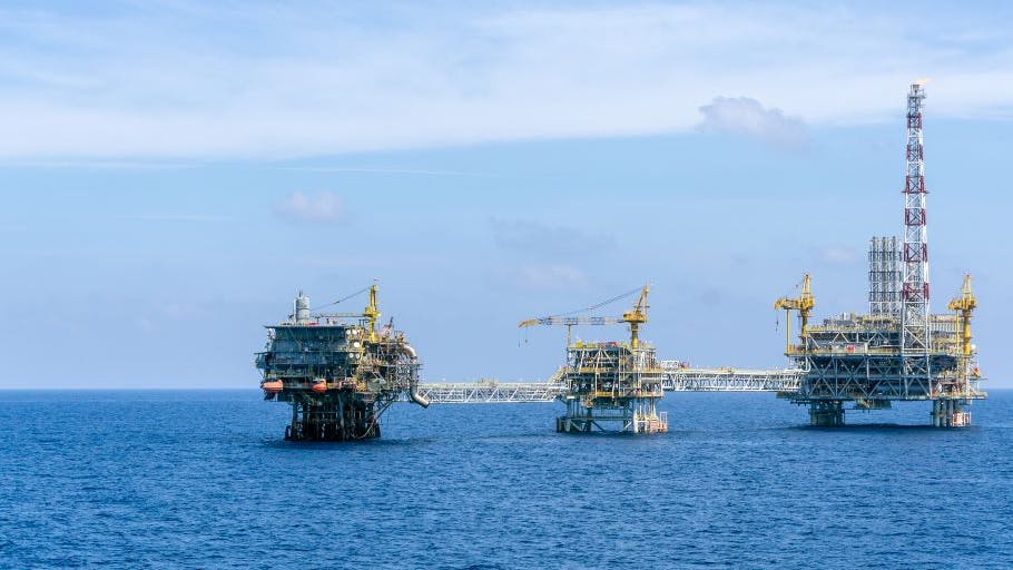 Production platform at oil field offshore Terengganu, Malaysia