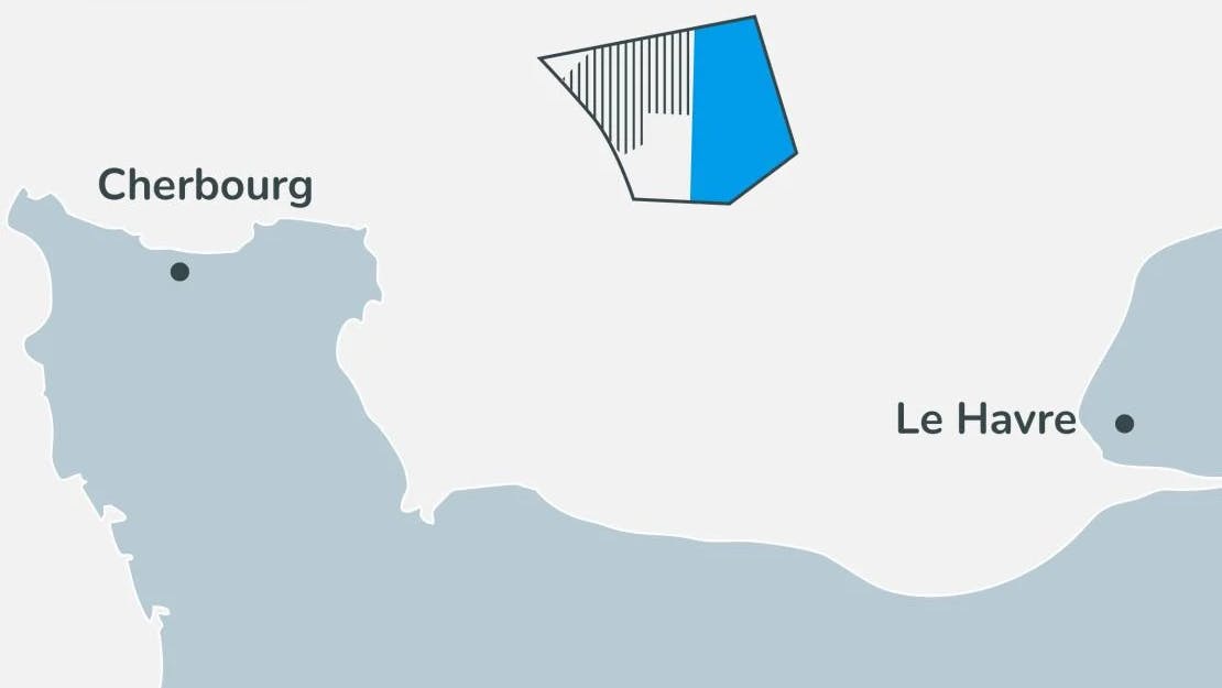 Map of Centre Manche 1 & 2 offshore wind areas