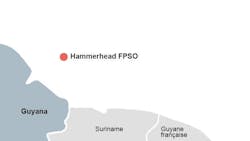 Map of Hammerhead FPSO location offshore Guyana Map of Hammerhead FPSO location offshore Guyana