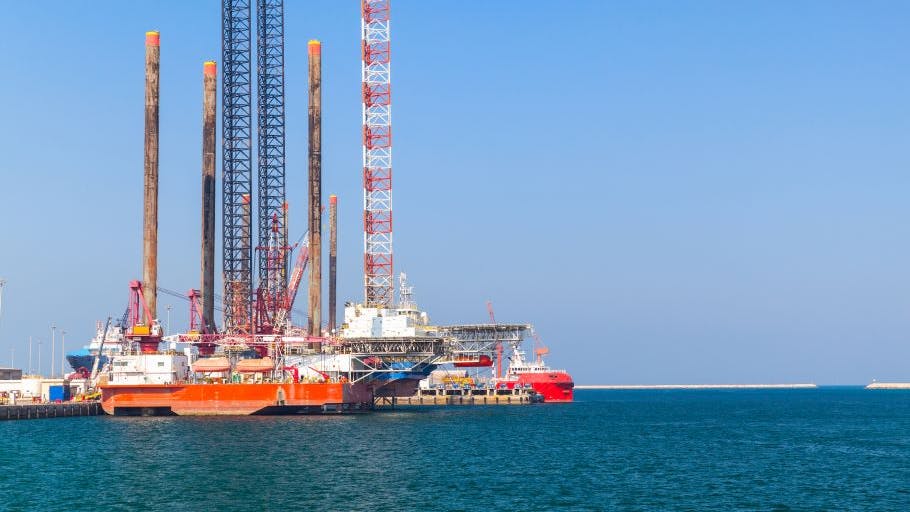 Offshore equipment on the coast of the Persian Gulf at the Saudi Arabia port