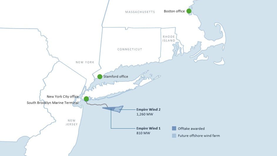 Map of the Empire Wind lease area