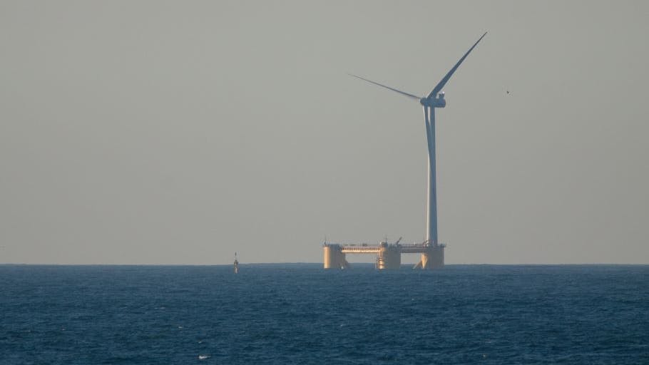 Floating wind turbine installed offshore Portugal in October 2011