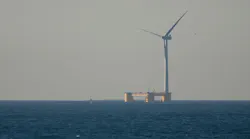 Floating wind turbine installed offshore Portugal in October 2011 Floating wind turbine installed offshore Portugal in October 2011