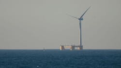 Floating wind turbine installed offshore Portugal in October 2011 Floating wind turbine installed offshore Portugal in October 2011