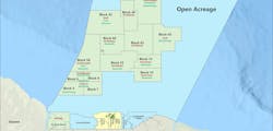 Offshore Suriname acreage blocks map Offshore Suriname acreage blocks map