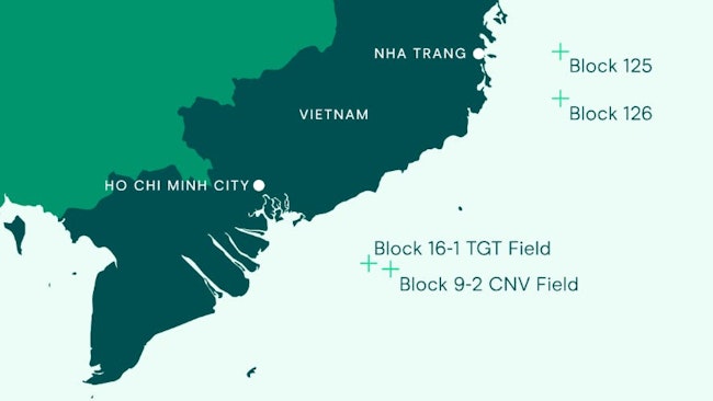 Pharos Energy map of assets offshore Vietnam