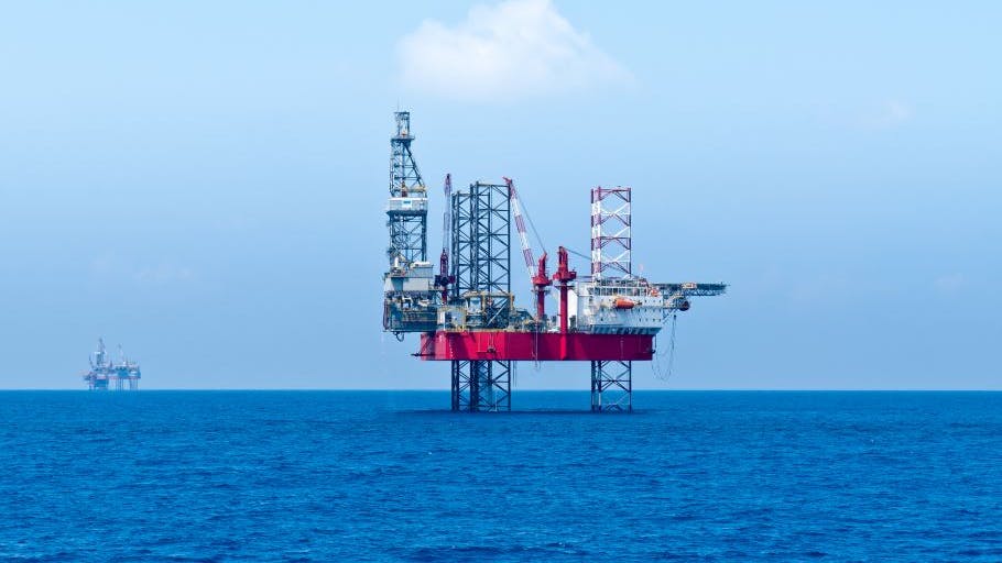 Drilling rigs in Egyptian offshore concession area in southern Mediterranean Sea