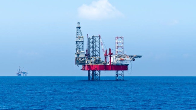 Drilling rigs in Egyptian offshore concession area in southern Mediterranean Sea