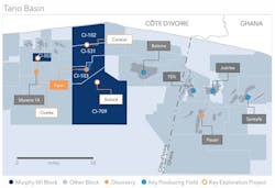 Map of Murphy Oil's Tano Basin assets Map of Murphy Oil's Tano Basin assets