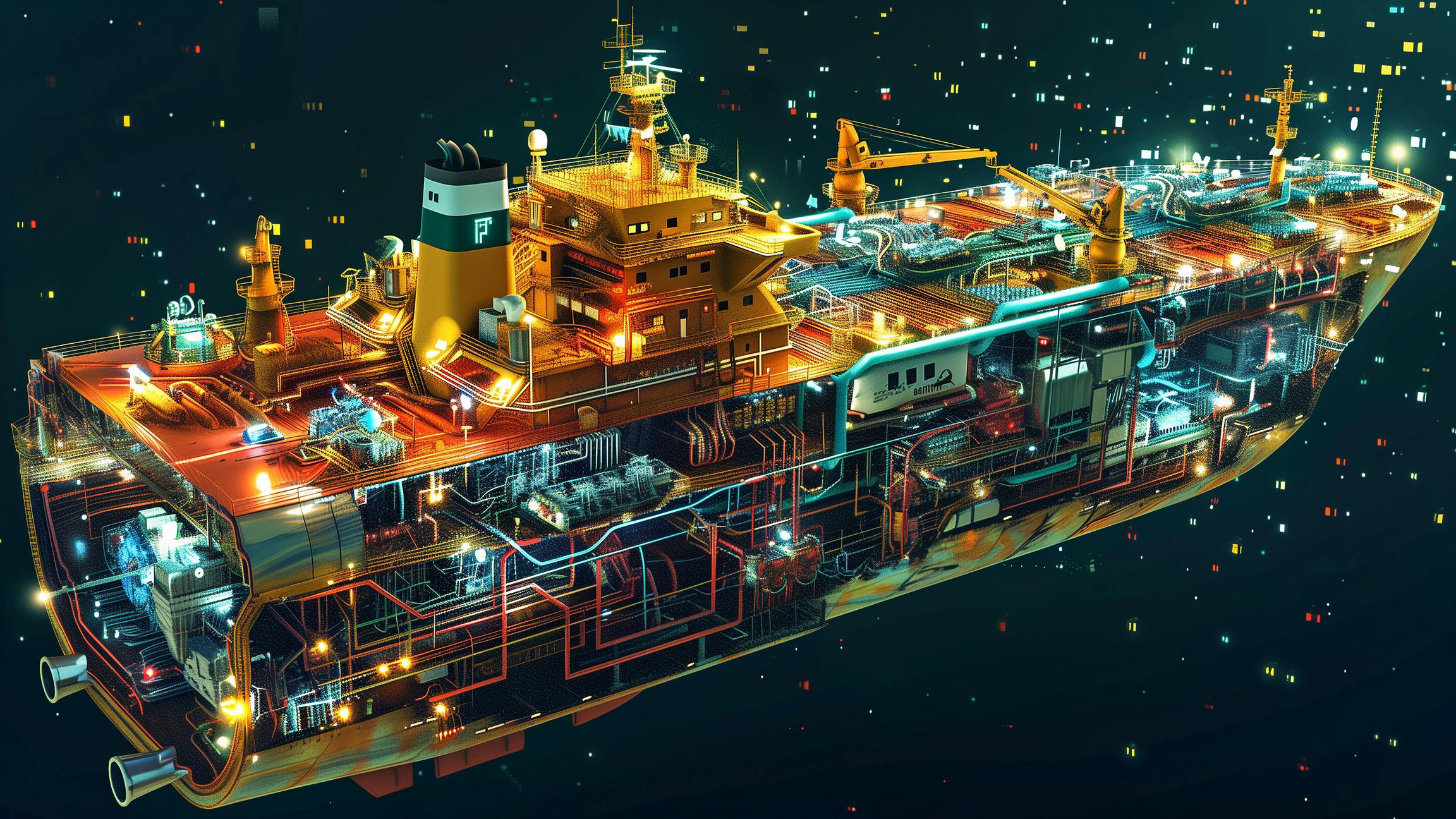 AI-generated high-tech maritime vessel featuring automation and mobility capabilities