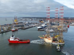 The Noble Resolve departs the Esbjerg shipyard, Denmark, on its way to the Wolin concession The Noble Resolve departs the Esbjerg shipyard, Denmark, on its way to the Wolin concession