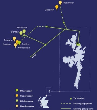 Ithaca Energy's west of Shetland map