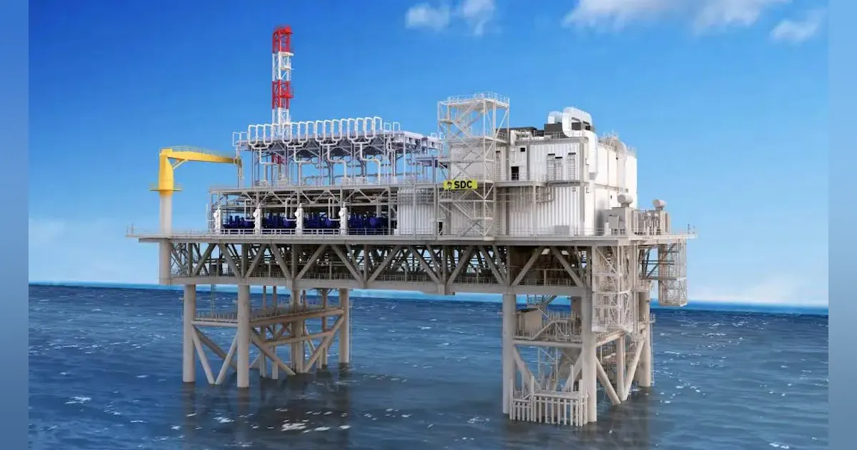 Shell Leman Compression Platform BOS Shelf constructing Shah Deniz compression platform substructures ...