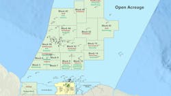 Map: Offshore Suriname acreage blocks Map: Offshore Suriname acreage blocks
