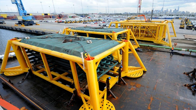 subsea equipment lifted from Appleton Docks to a heavy lift barge
