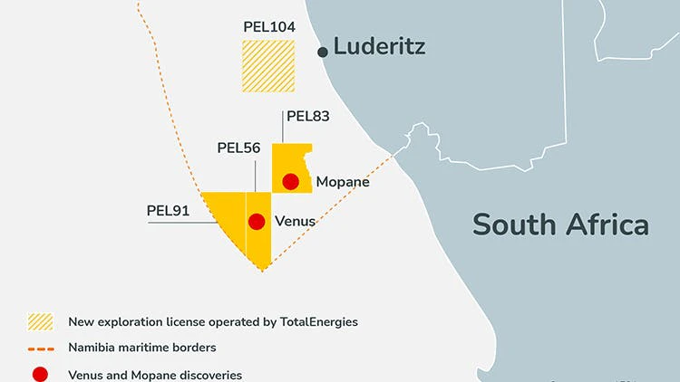 Map: PEL104 offshore Namibia