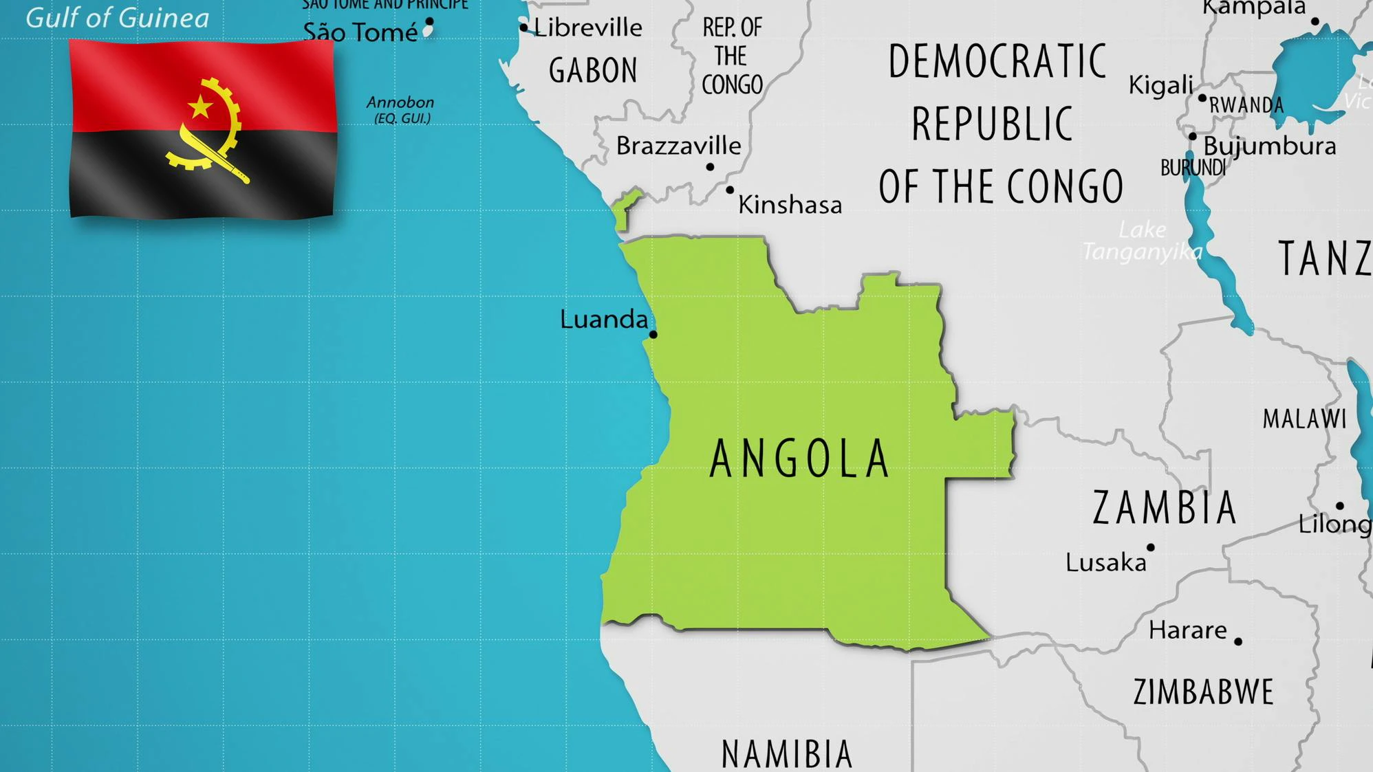 Angola map and flag