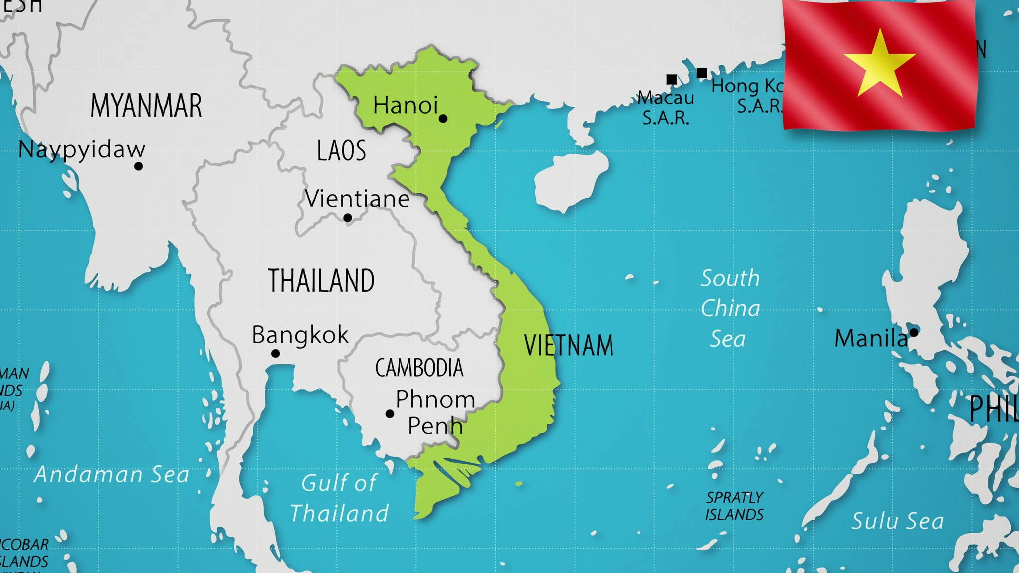 Vietnam map and flag