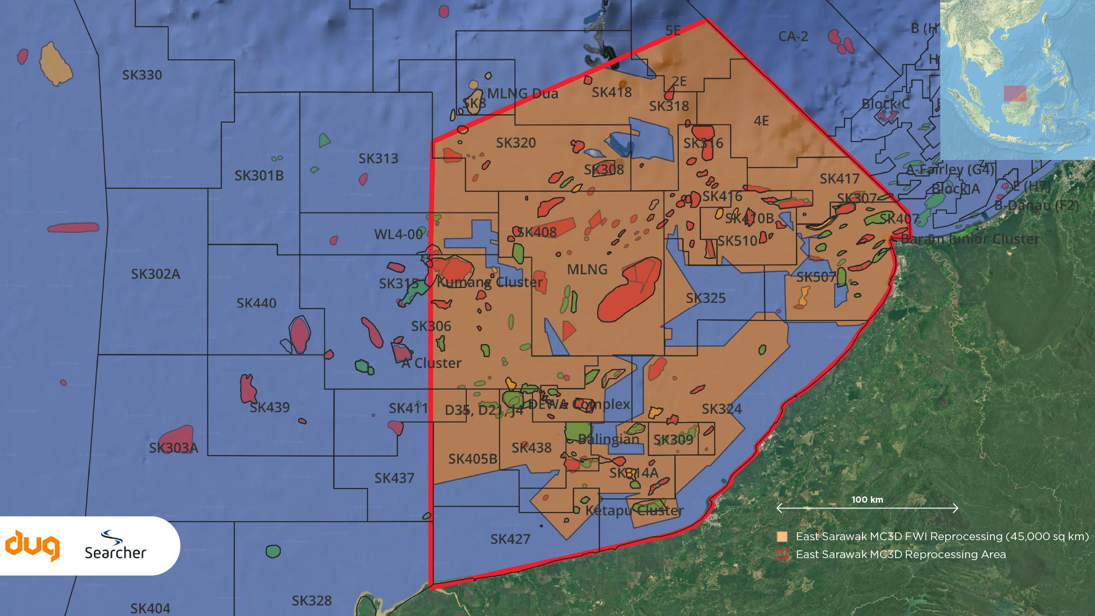 DUG Technology and Searcher Seismic collaborate to upgrade offshore Sarawak 3D data
