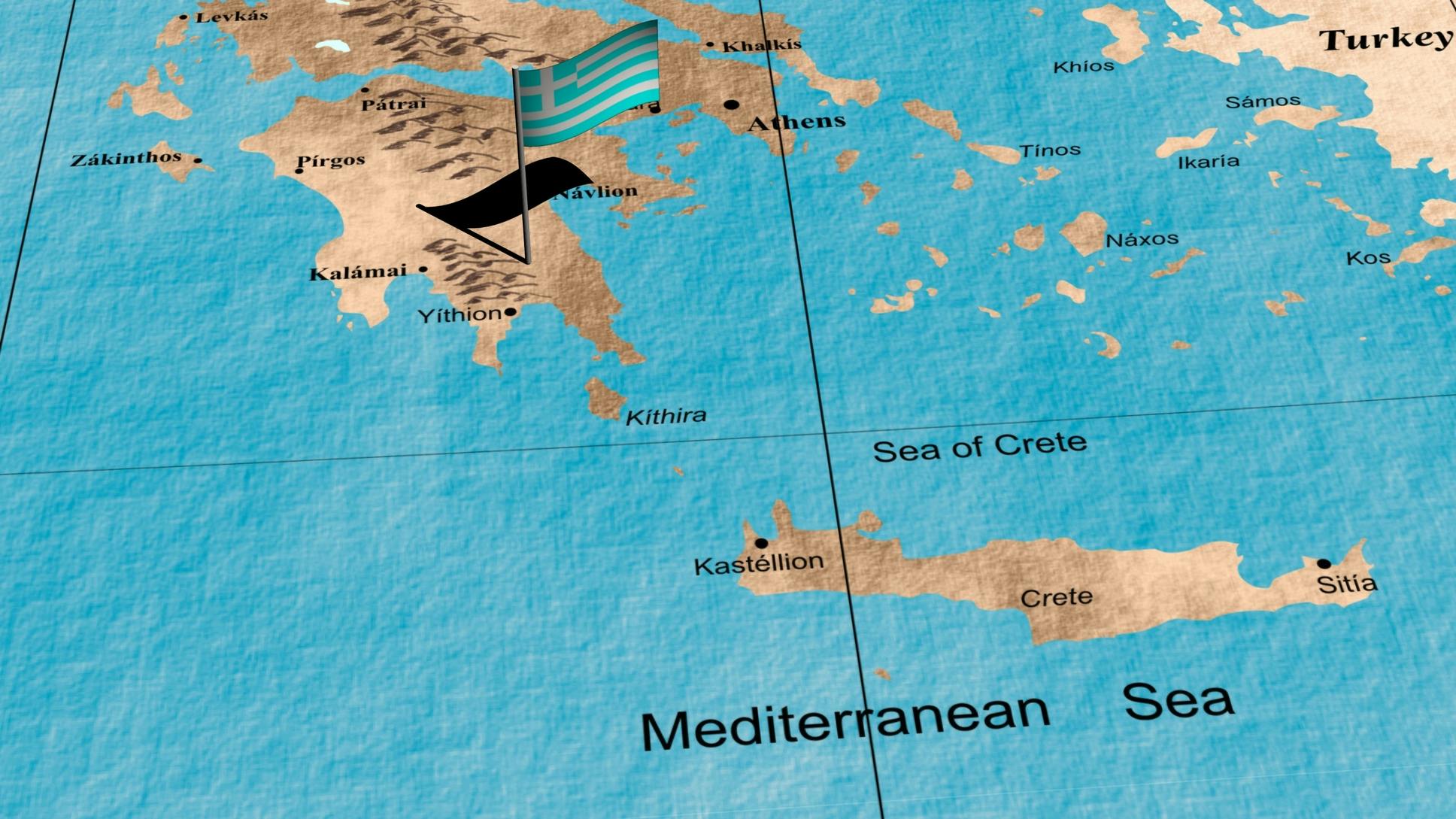 Map: offshore southern Crete Greece