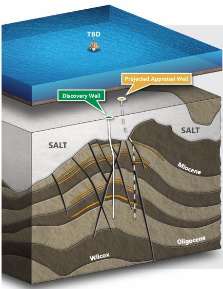 Illustration: Daenerys discovery well and projected appraisal well Illustration: Daenerys discovery well and projected appraisal well