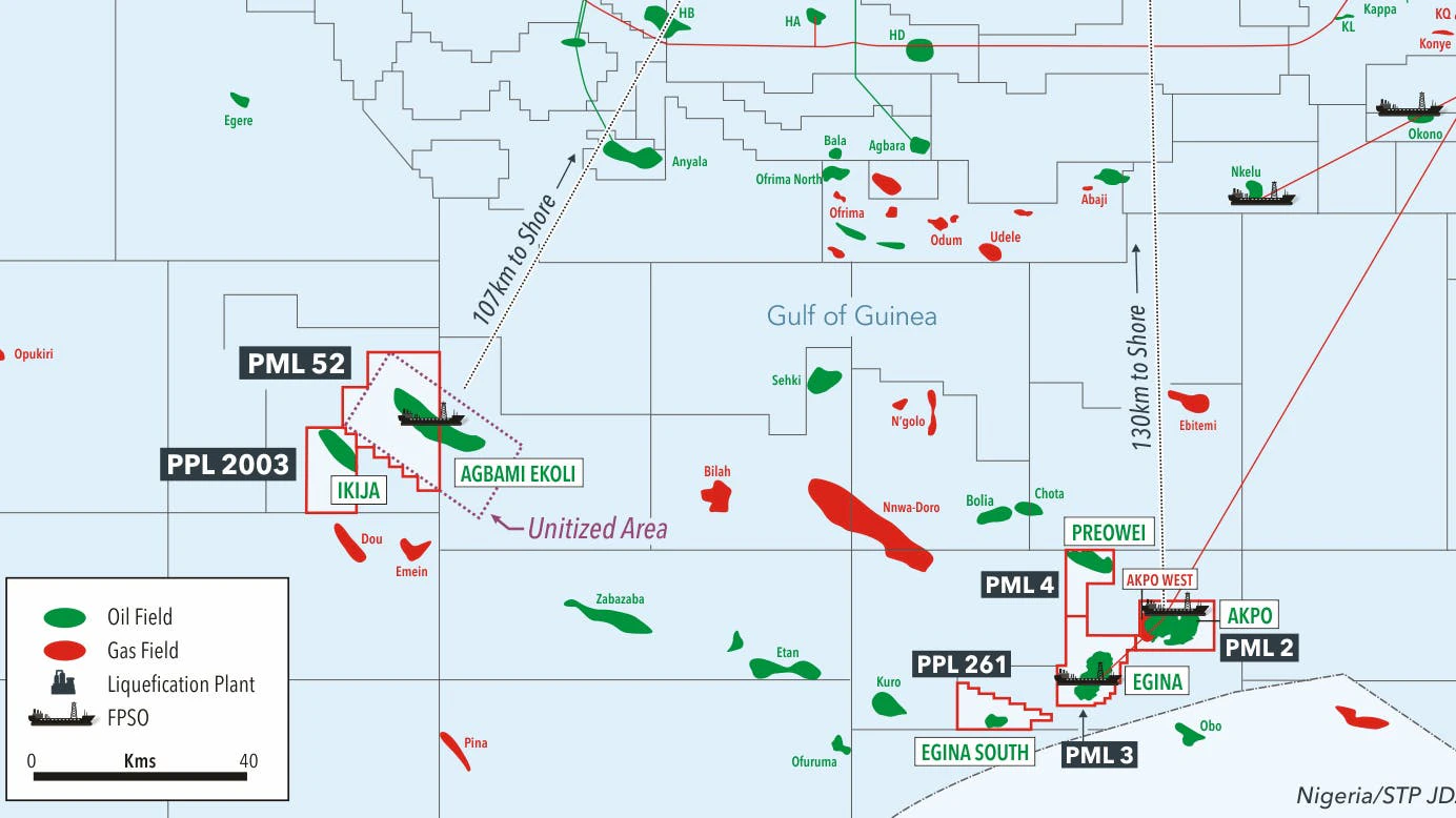 Map: Meren Energy's offshore Nigeria assets