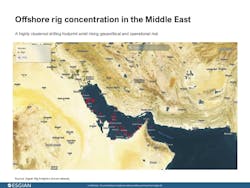 Map: Offshore rig concentration in the Middle East Map: Offshore rig concentration in the Middle East