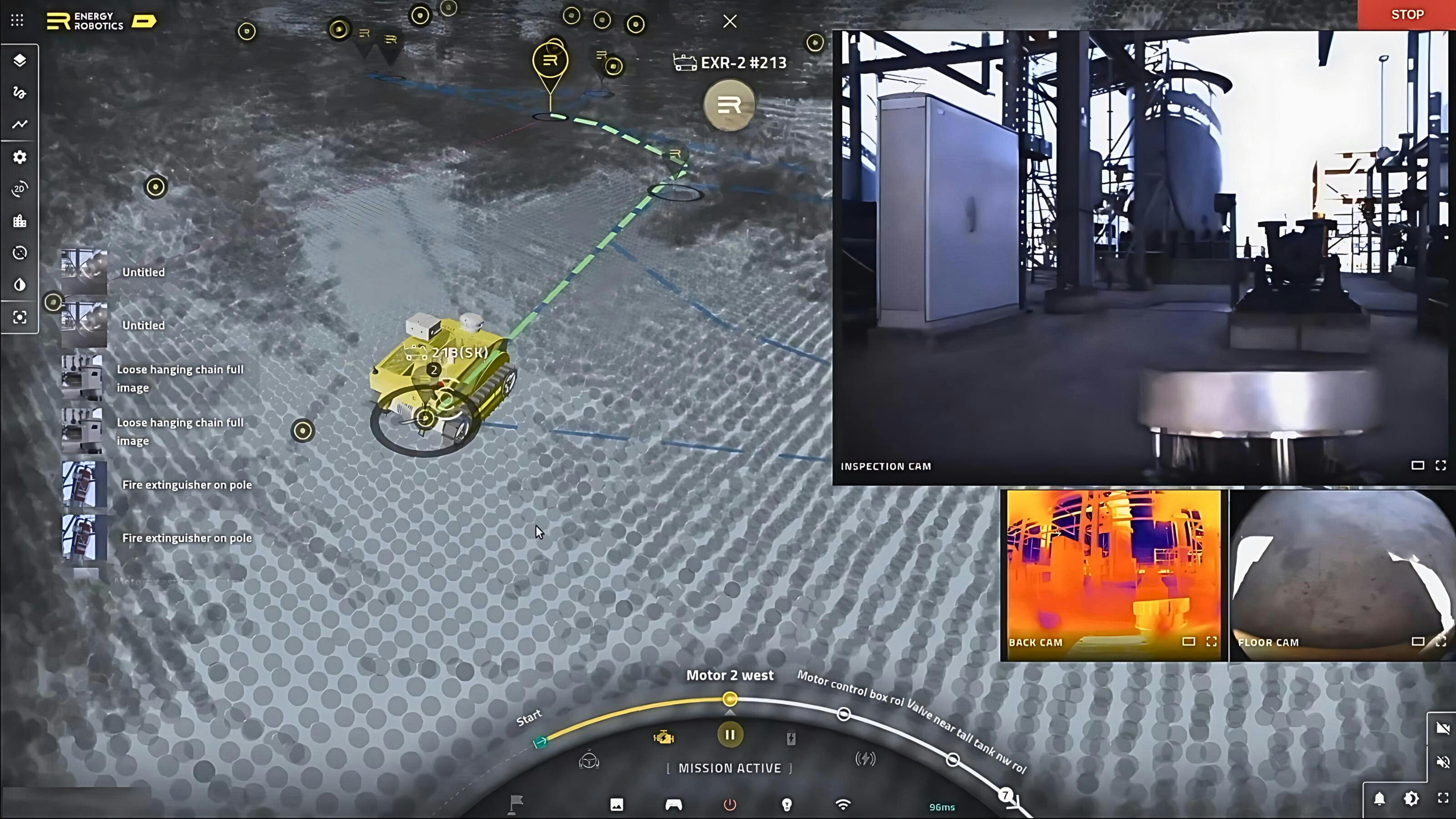 Screenshot of ExR-2.5 inspection robot carrying out its programmed inspection