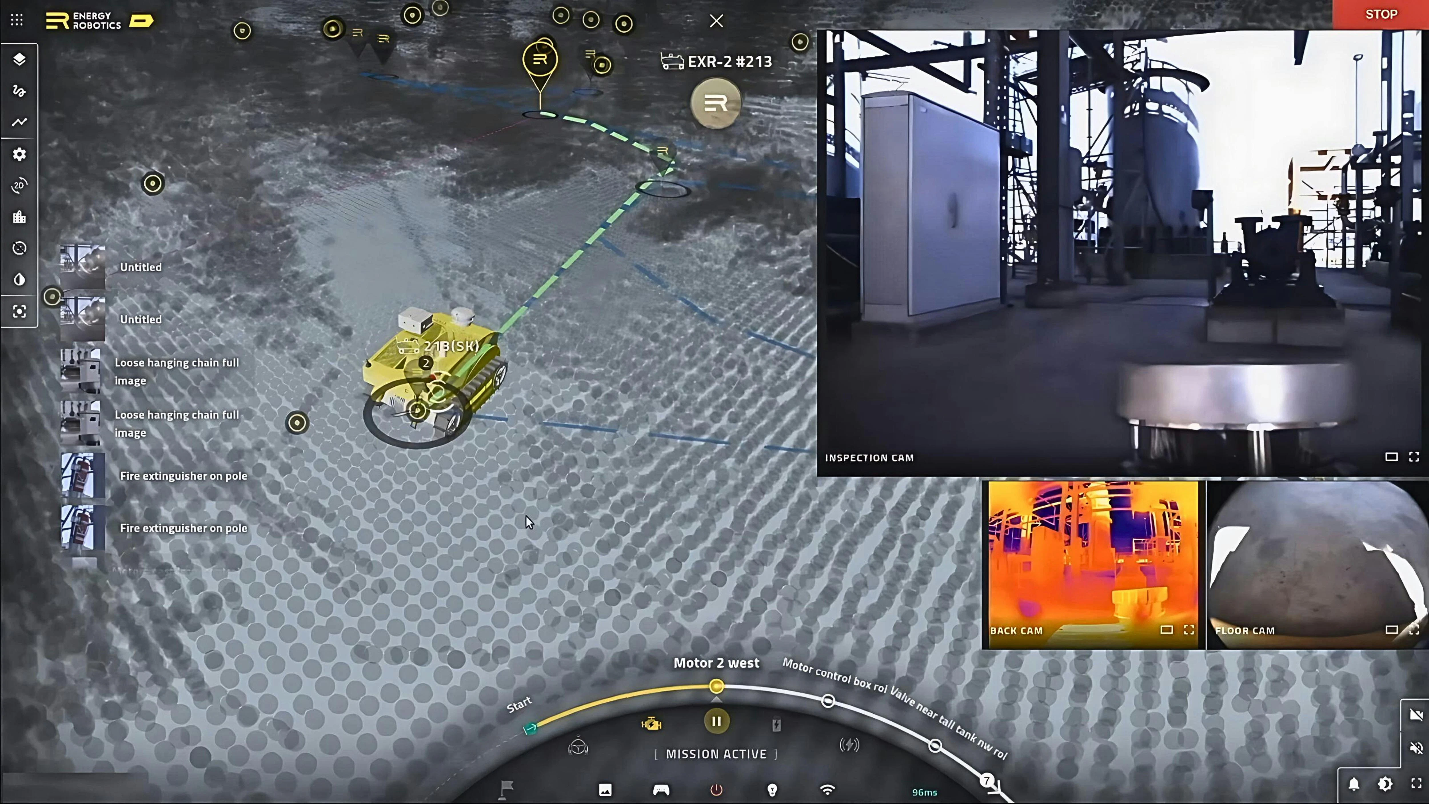 Screenshot of ExR-2.5 inspection robot carrying out its programmed inspection