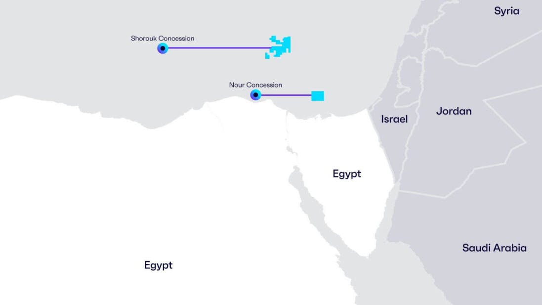 Map of Mubadala Energy's offshore Egypt assets