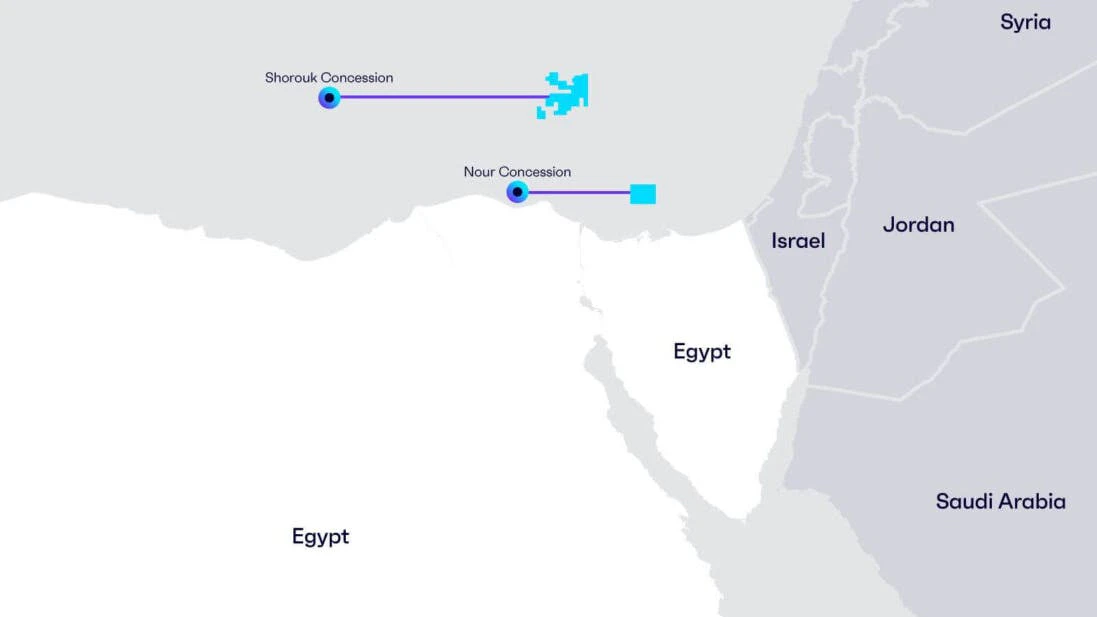 Map of Mubadala Energy's offshore Egypt assets