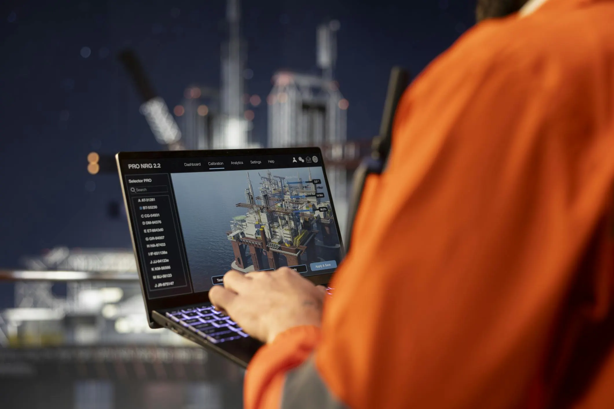 offshore technician utilizing software offshore technician utilizing software