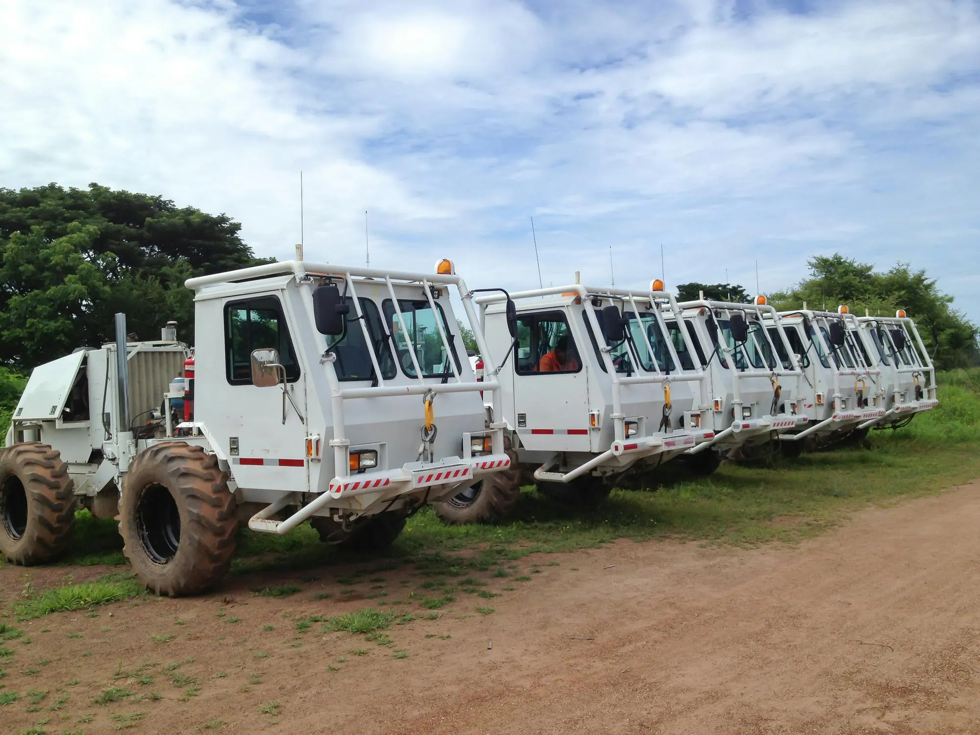 Seismic vibrator trucks vibroseis for land seismic survey for oil and gas exploration in Thailand