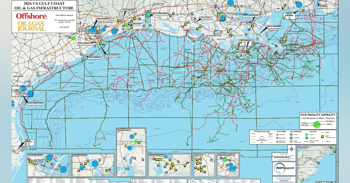 Powercor Infrastructure Map 2026 US Gulf Coast Oil & Gas Infrastructure Map | Offshore Magazine