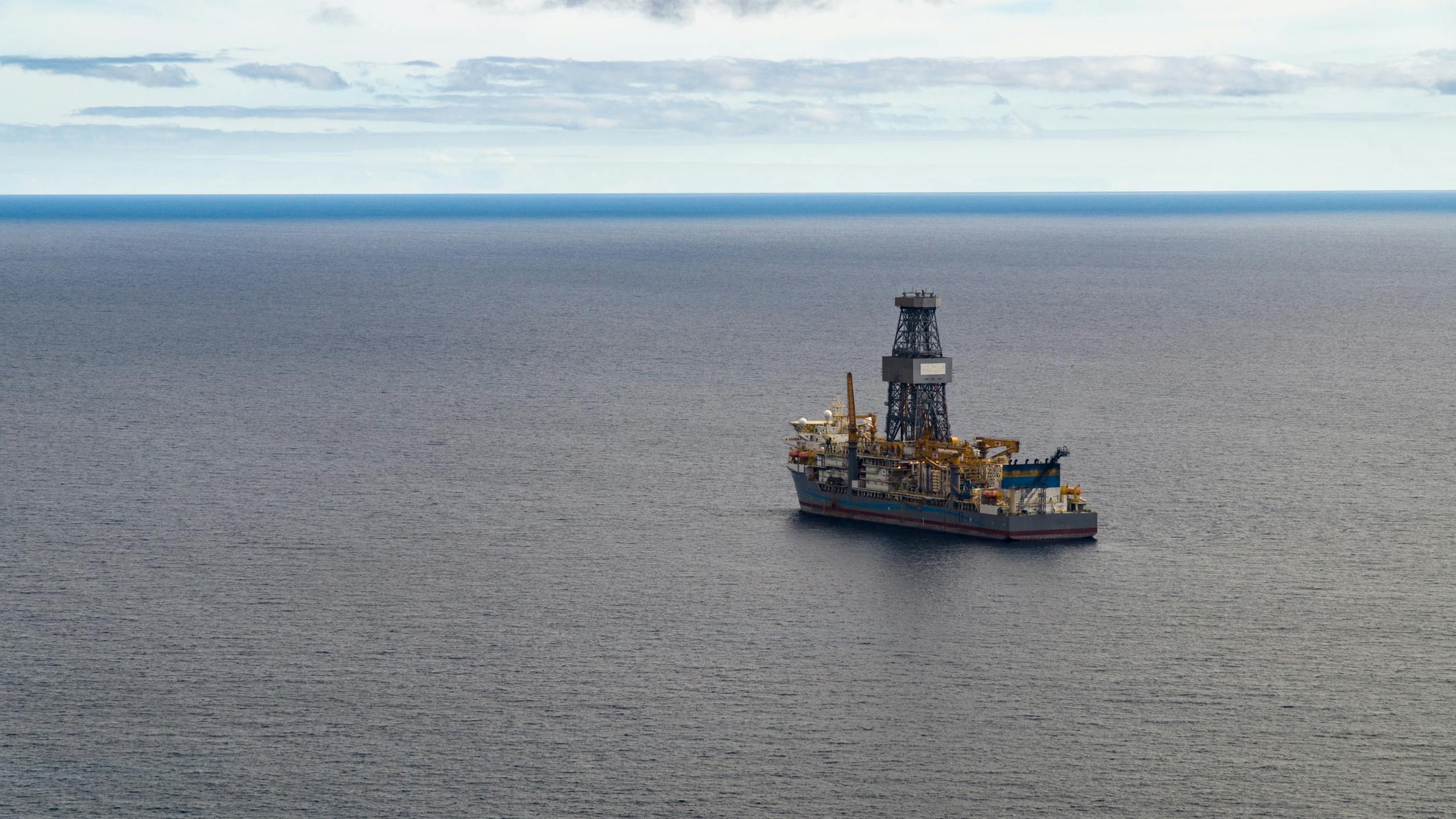 Exploratory offshore drilling by drillship