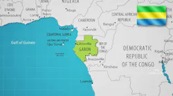 Gabon map with the country's flag Gabon map with the country's flag