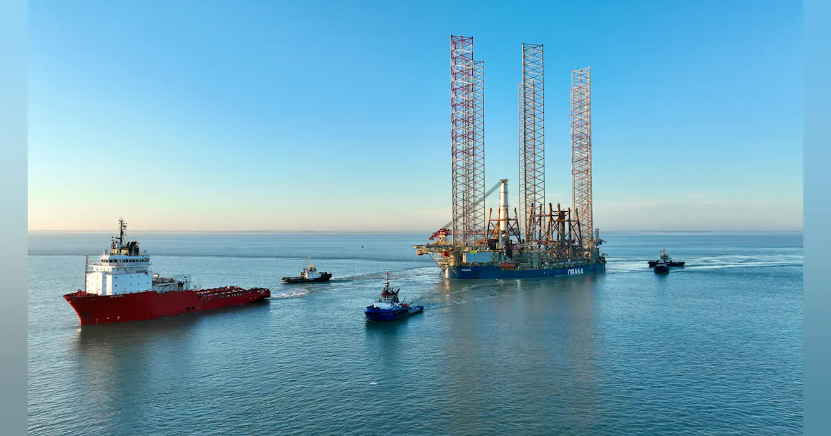 OBANA vessel on location at North Sea Pickerill field for jacket removals