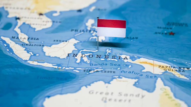 Indonesia map and flag