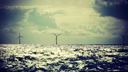 Wind turbines farm in Baltic Sea, Denmark Wind turbines farm in Baltic Sea, Denmark