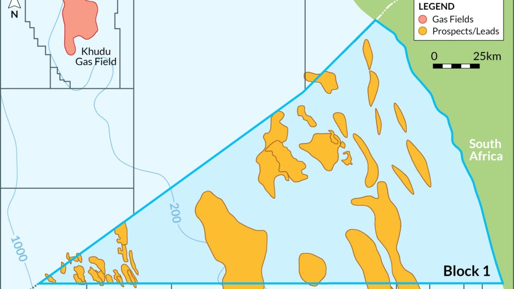 Map: Block 1 offshore South Africa