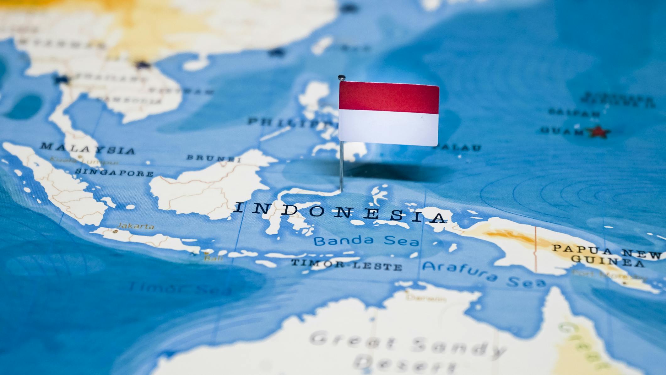 Indonesia map and flag