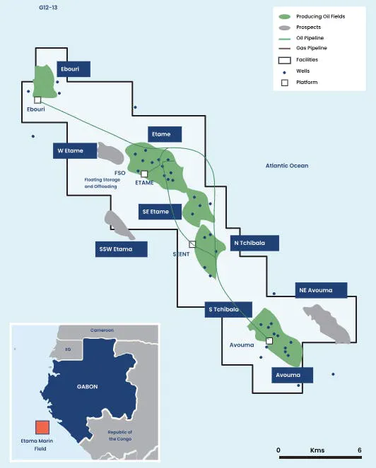 Map: Vaalco Energy's areas of operation offshore Gabon Map: Vaalco Energy's areas of operation offshore Gabon