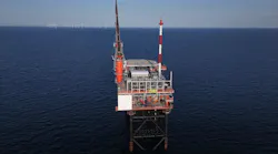 Platform N05-A with the Riffgat wind farm in the background