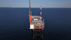 Platform N05-A with the Riffgat wind farm in the background Platform N05-A with the Riffgat wind farm in the background