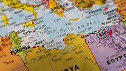 Map of Mediterranean Sea, Greece and Libya Map of Mediterranean Sea, Greece and Libya