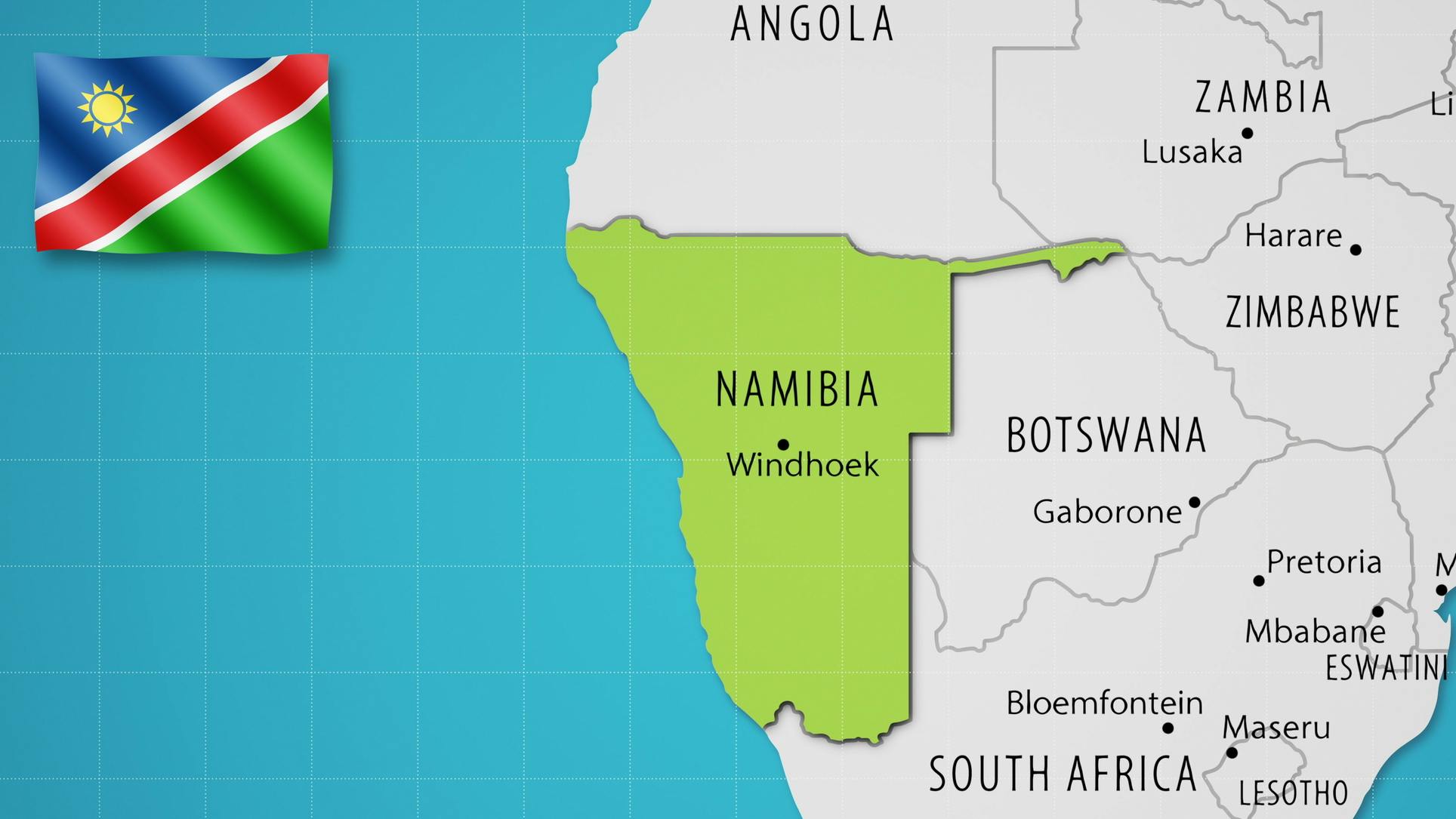 Namibia map and flag